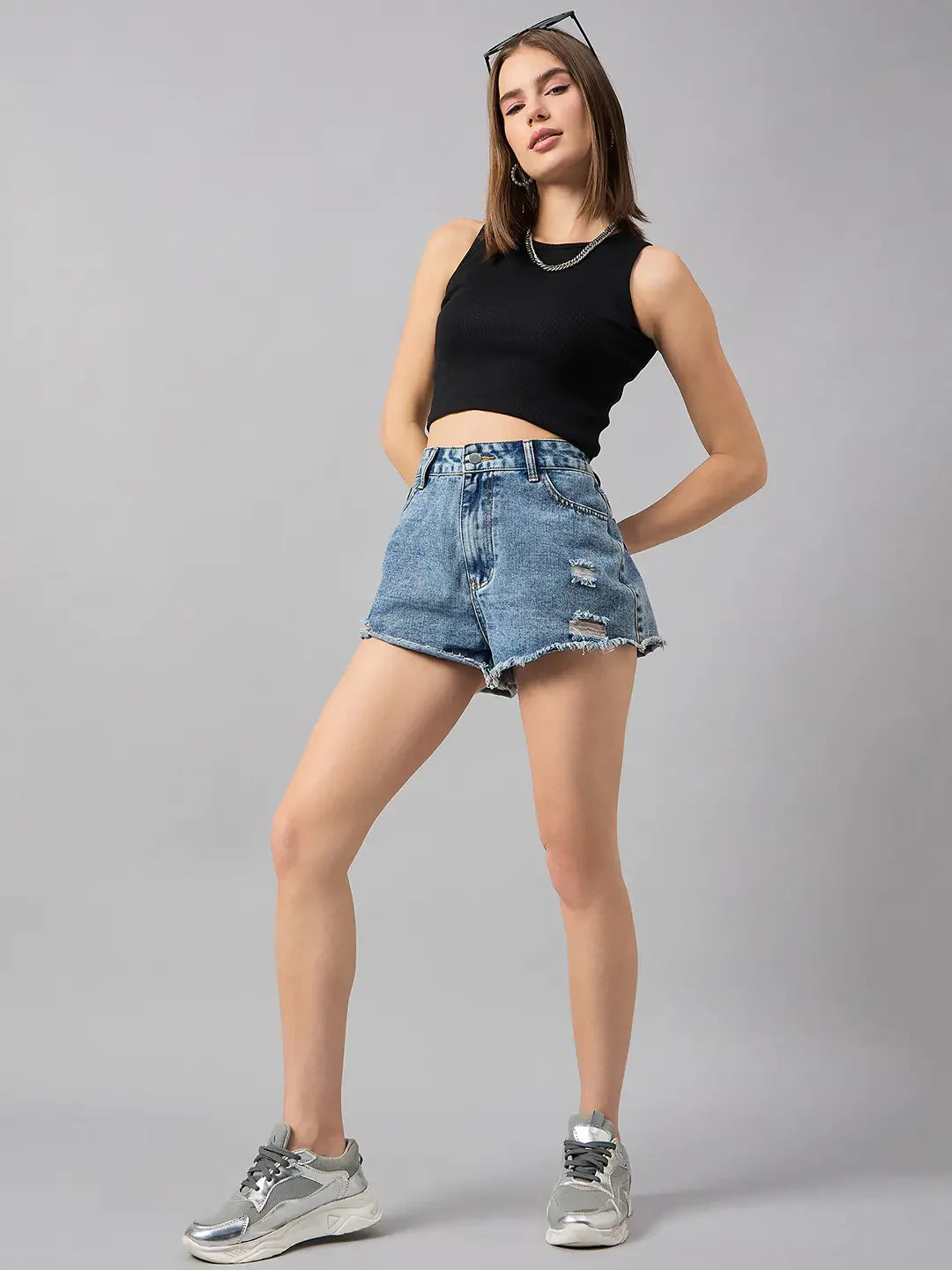 Women’s Black Ribbed Crop Top – Sleeveless High Neck Slim Fit Streetwear Essential