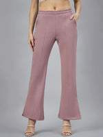 98degreenorth Women’s Blush Pink Bootcut Sweatpants – Flared Side-Slit Fleece Pants for casual or travel wear.