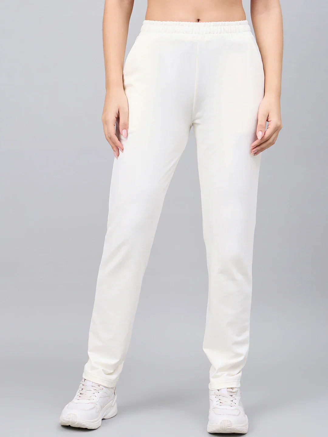 Women’s Butter Yellow Cotton Stretchable Slim Fit Trackpants – High Waist Straight Leg Lounge & Casual Pants India