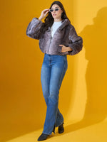 Woman models 98degreenorth’s Coffee Brown Faux Fur Jacket—cozy winter layer for chilly evenings and getaways.