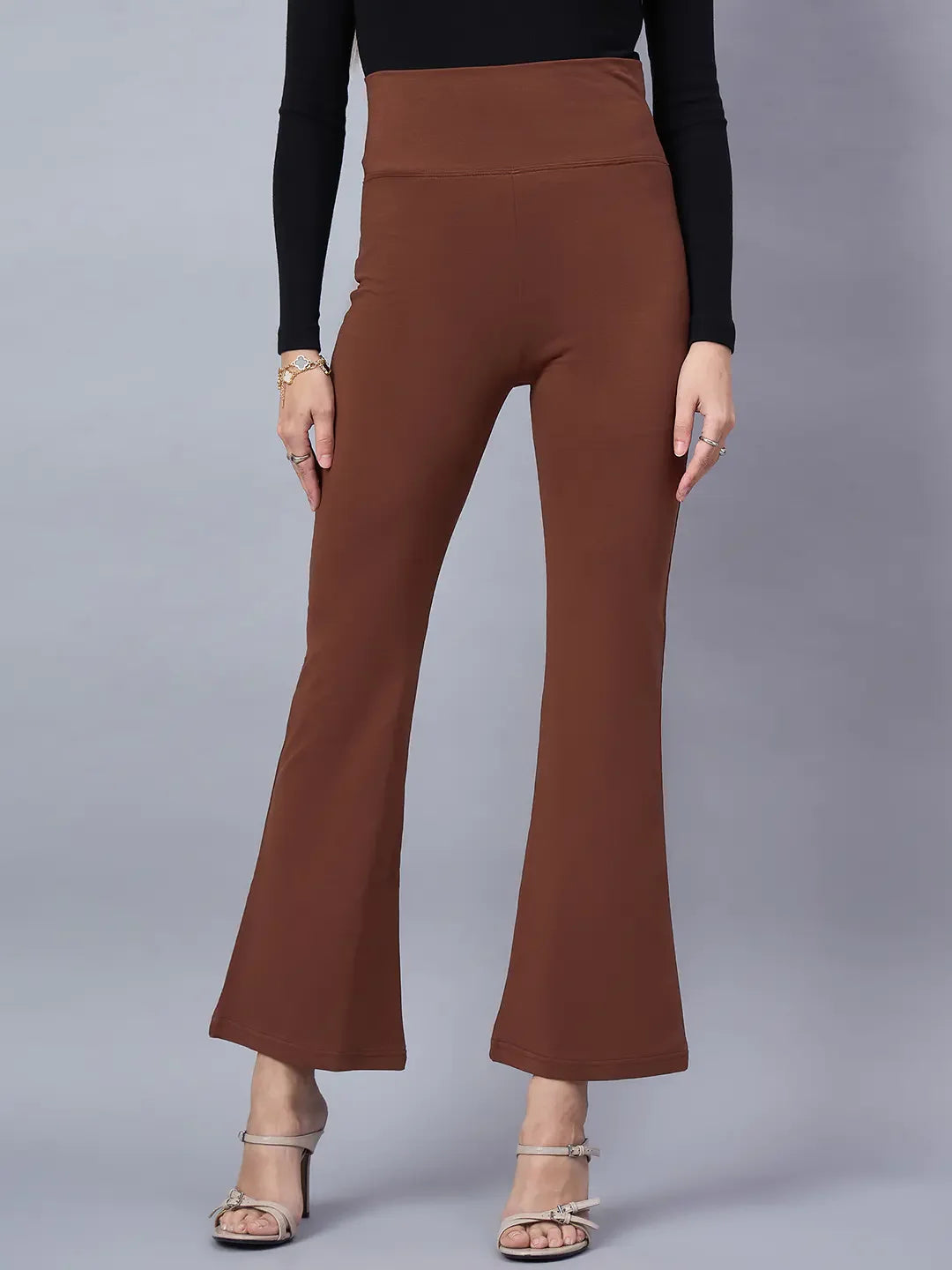 Women’s Dark Rust Stretchable Trousers – 98 Degree North Trendy Statement Wear for Casual & Office Fashion in India