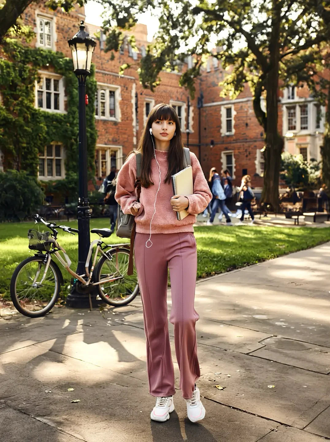 Women’s Flared Sweatpants in Blush Pink – Relaxed Fit Winter Bottoms