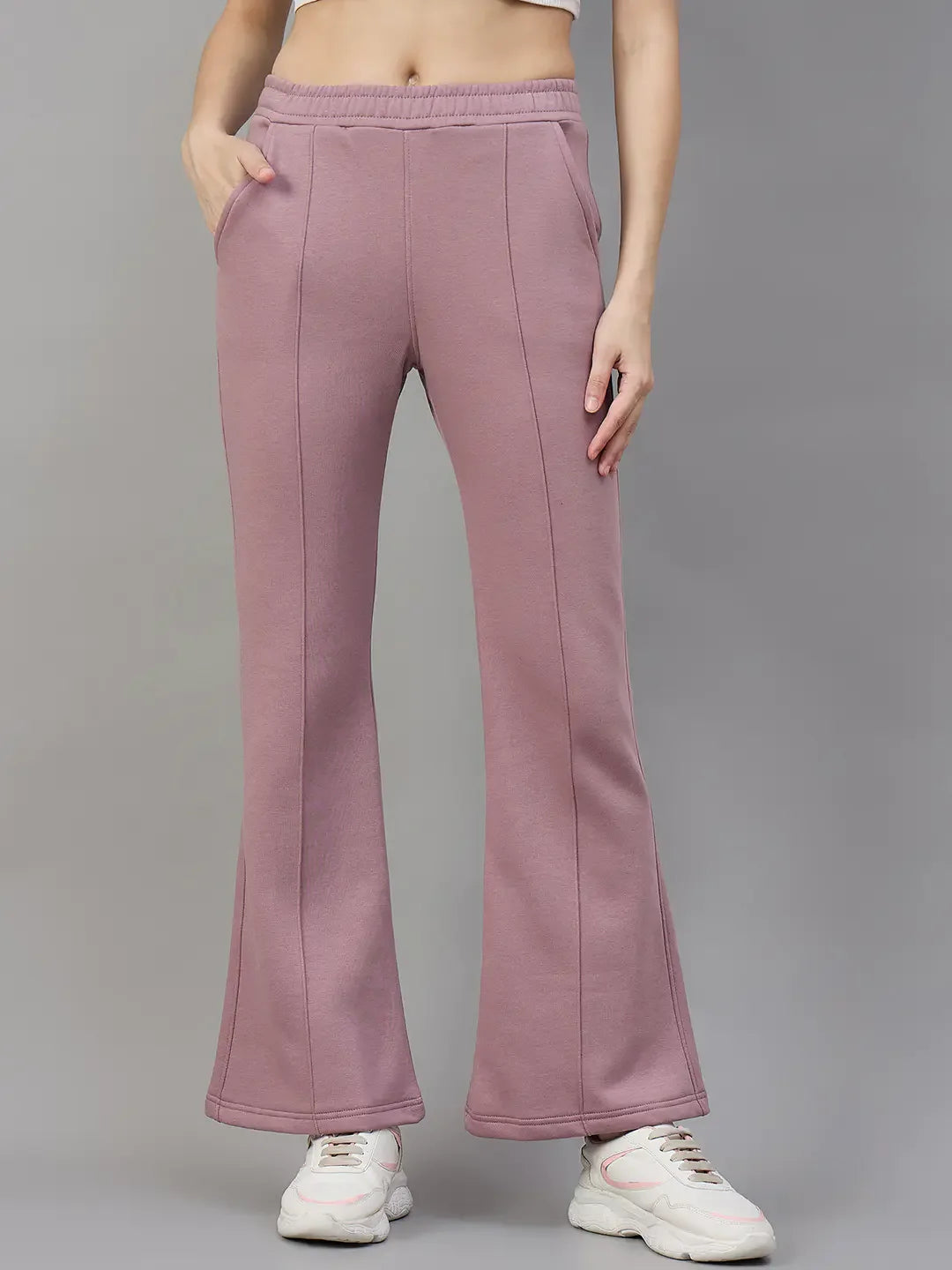 Women’s Flared Sweatpants in Blush Pink – Relaxed Fit Winter Bottoms