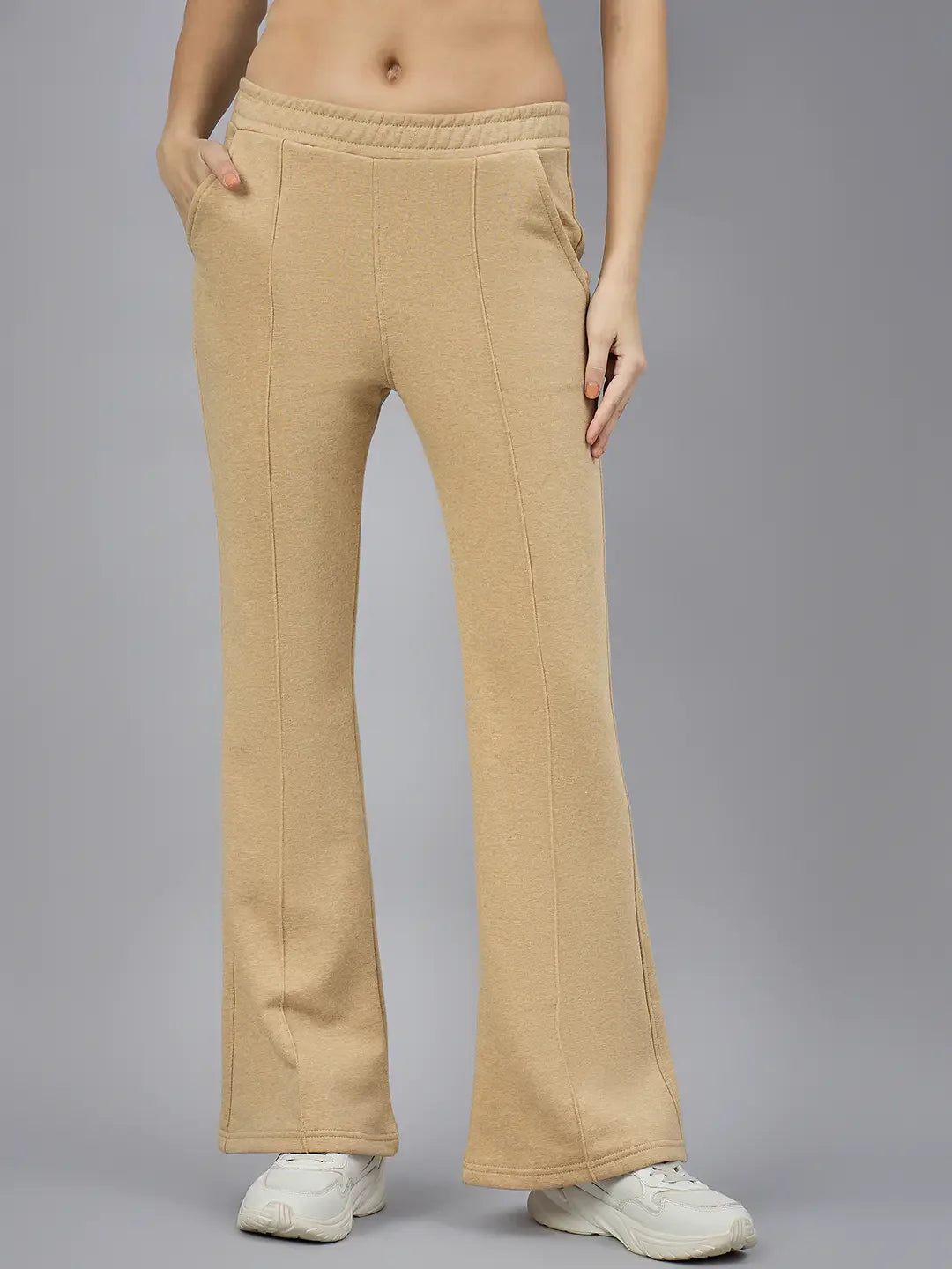Women’s Flared Sweatpants in Camel Melange – Stylish Winter Streetwear