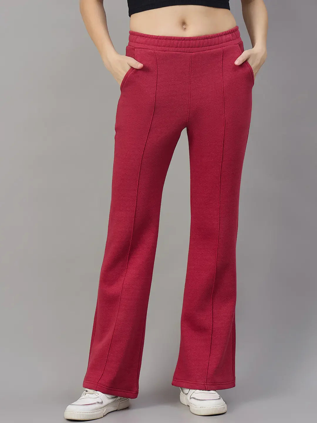 Women’s Flared Sweatpants in Cherry Melange – Cozy Casual Loungewear