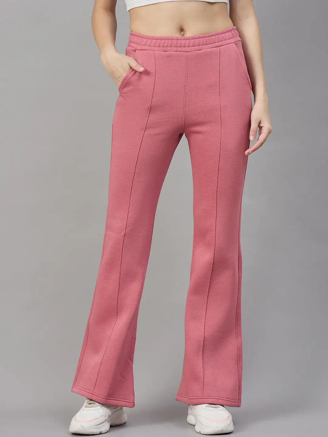 Women’s Flared Sweatpants in Dusty Pink – Relaxed Fit Soft Fleece Pants