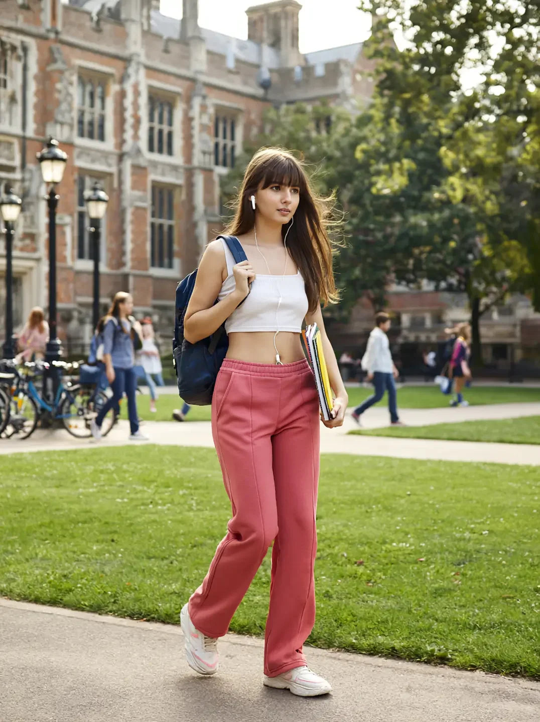 Women’s Flared Sweatpants in Dusty Pink – Relaxed Fit Soft Fleece Pants