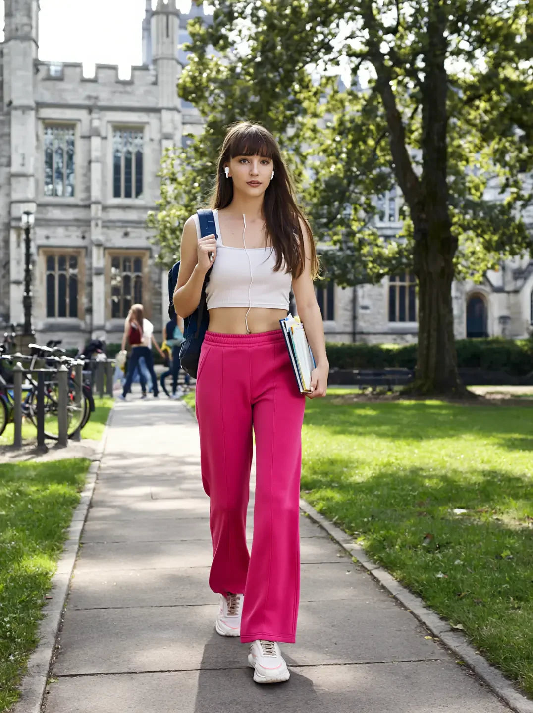 Women’s Flared Sweatpants in Fuchsia Pink – Bold Winter Lounge Pants