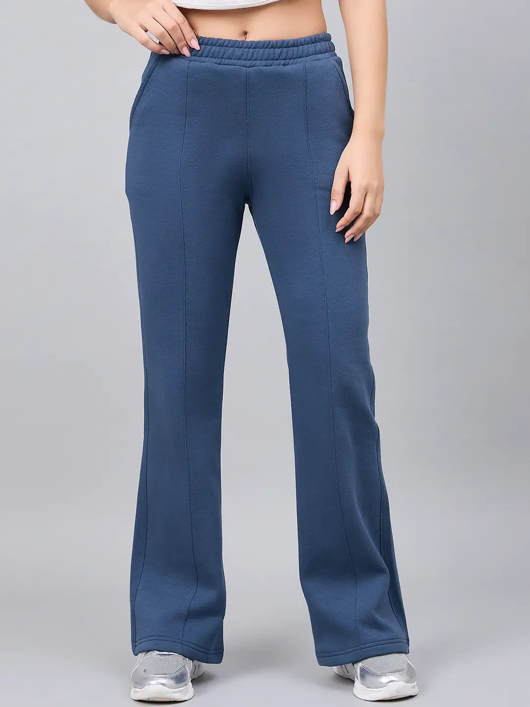 Women’s Flared Sweatpants in Indigo Blue – Premium Winter Track Pants