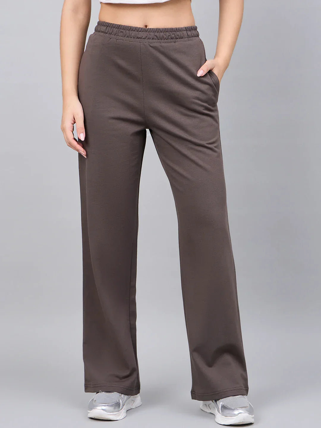 Women’s Olive Green Cotton Stretchable Trackpants – Relaxed Fit High Waist Casual & Travel Wear Bottoms India