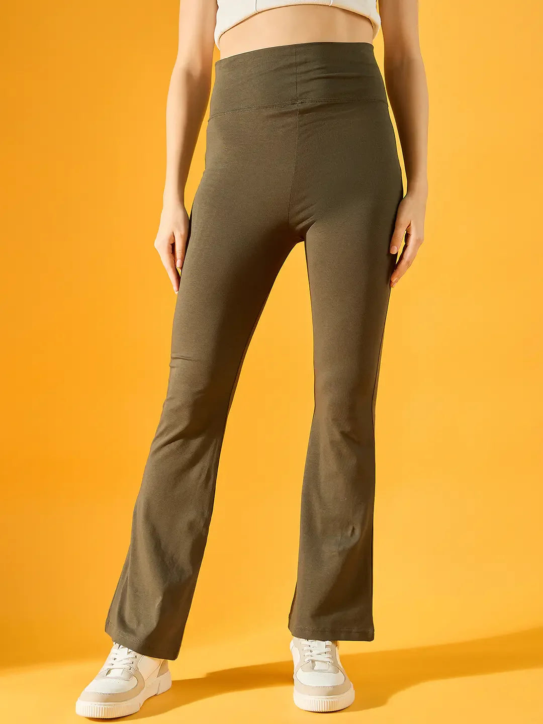 Women’s Olive Green Stretchable Trousers – Comfortable Utility Style by 98 Degree North for Work & Casual Wear