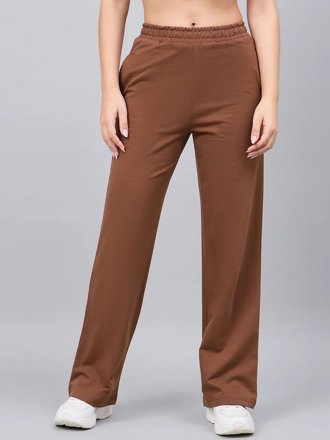 Women’s Rust Cotton Stretchable Trackpants – Slim Fit Straight Leg Casual & Athleisure Pants India | 98 Degree