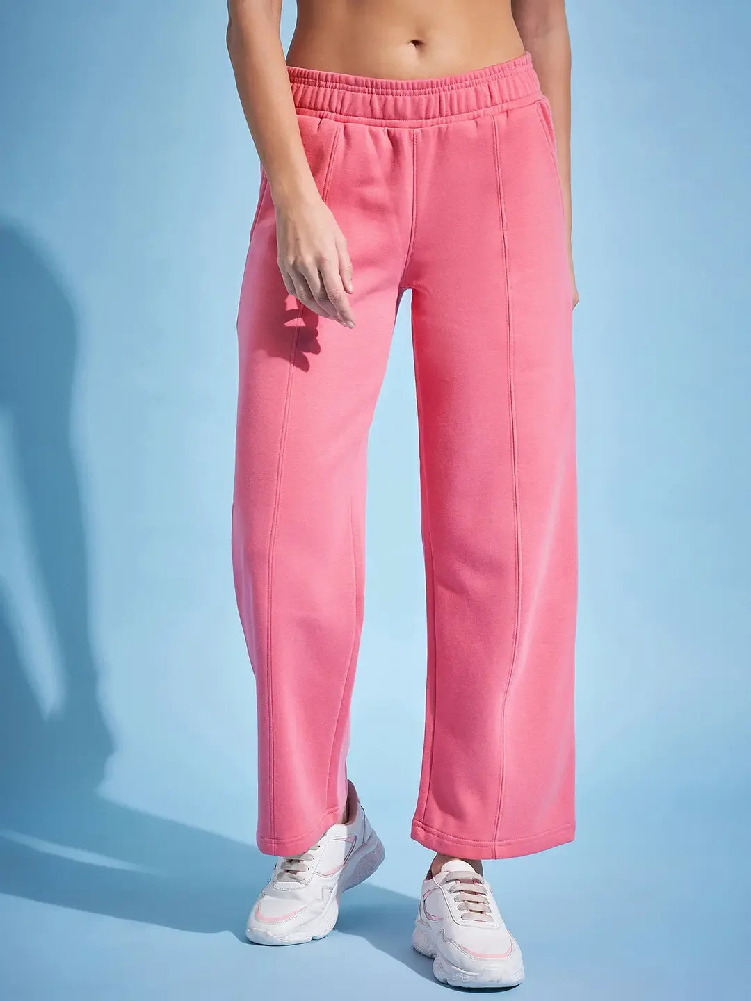 Women’s Straight Fit Fleece Sweatpants in Dark Pink – Bold Feminine Winter Casuals