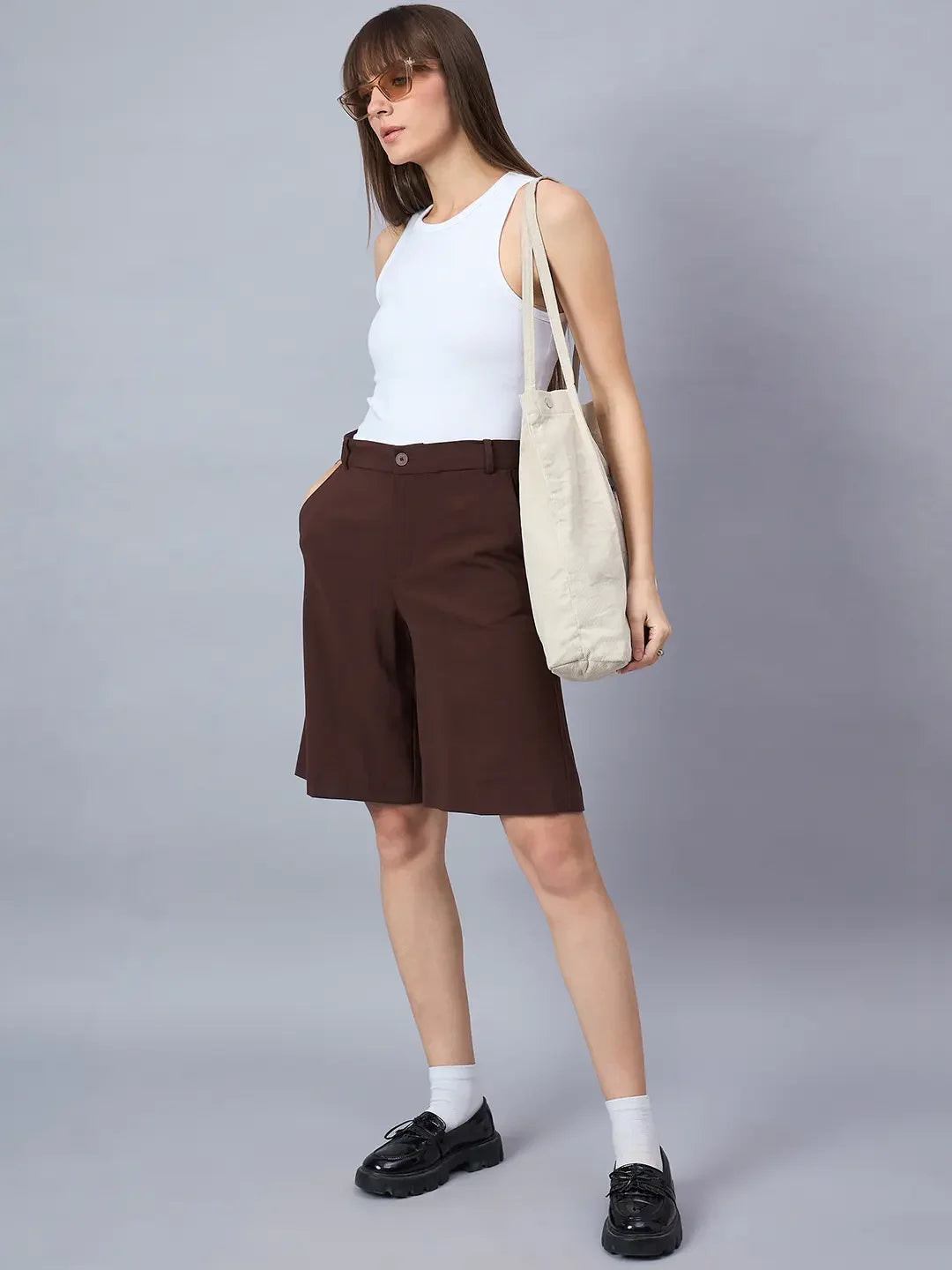 Women’s White Ribbed Sleeveless Crop Top – Casual Slim Fit Streetwear