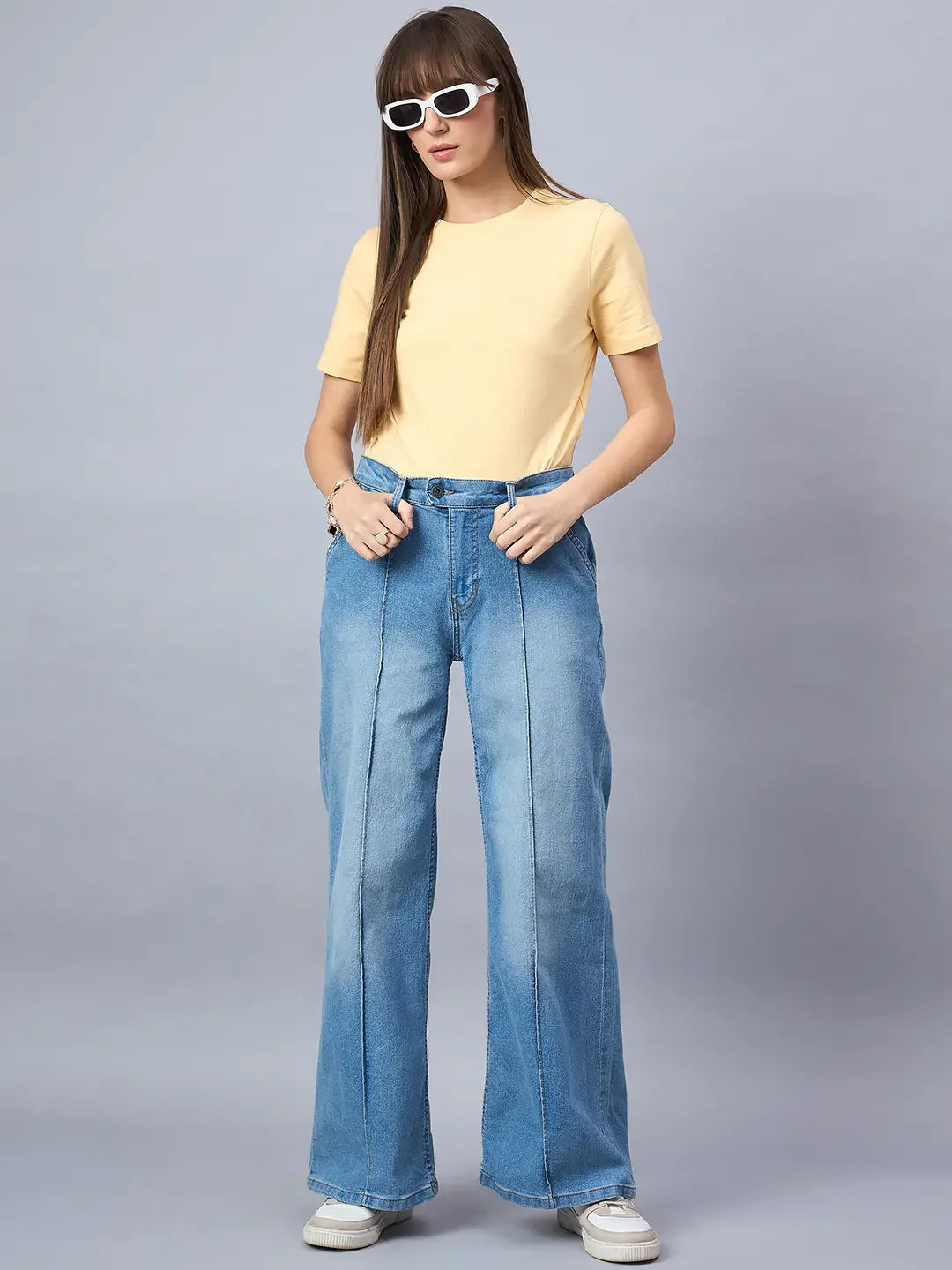Women’s Yellow Round Neck Short Sleeve T-Shirt – Bright Everyday Casual Western Wear India